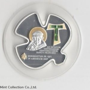 2007 - Cook islands 5 $ - Pope Benedict xiv. silver application of gold swarowski