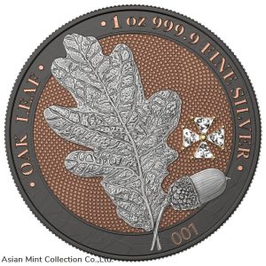 2019 - Germany 5 Mark - Oak Leaf - Crystal Cross - 1 Oz Silver Coin