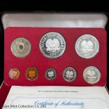 1977 – Papua New Guinea 8 Proof Coin Set, Minted by Franklin Mint