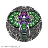 2019 – Elephant Mandala Collection 2 oz Antique finish Silver Coin 5$ Niue