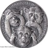 2022 – Three Wise Monkeys Life Quotes 1oz Coin 5 Cedis Republic of Ghana