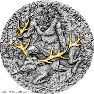 2020 - Twelve Labours of Hercules - Ceryneian Hind - $5 silver coin with Gold plated 24K 2 oz