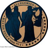 2019 5 Mark Columbia & Germania-Gilded & Dark Blue 1 Oz Silver Coin