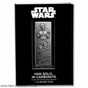 2022 Star Wars Han Solo in Carbonite 1 oz .999 Fine Silver $2 Coin Bar Niue COA