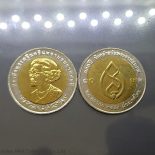 10 baht coin, two colors, 100 years of Queen Mother 2543, not used