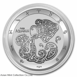 2022 Tokelau 1 oz .999 Silver $5 Zodiac Series: Aquarius , in Capsule