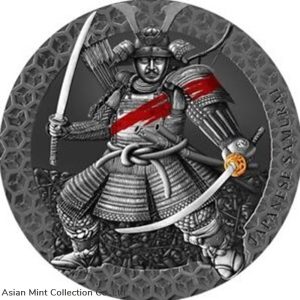 2022 - Japanese Samurai Legendary Warriors 3oz Antique finish Silver Coin Cameroon