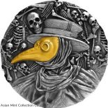 2019 – Mask of Plague Doctor 2 oz Antique finish Silver Coin 5$ Niue