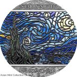 2022 – Starry Night Vincent Van Gogh Stained Glass Art 2 oz Silver Coin Ghana