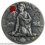 2019 – Geisha 2oz Antique Finish Silver Coin 2$ Niue