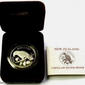 1996 Kaka Bush Parrot 5 Dollars Silver Coin, Proof