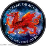 2022 – 1oz $2 NZD Niue Welsh Dragon Black Platinum Colorized Magic Silver Coin