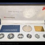 1991 Sterling Silver Proof Coin Set With Original box & Cert. 0.925 silver