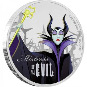 2018 - MALEFICENT Sleeping Beauty Disney Villains 1 Oz Silver Coin 2$ Niue