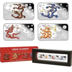 2012 Silver Rectangle Dragon Coin Set Perth Mint
