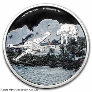 2022- Star Wars Battle Scenes - Scarif- 3 OZ Silver Proof Coin