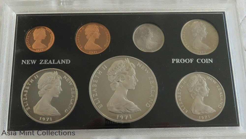 2 1971 - New Zealand 7 coin proof year set