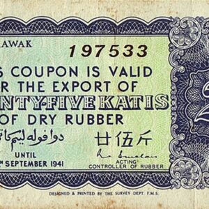 1941 Sarawak Rubber Export Coupon 25 Katis