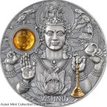 2023 – Vishnu Divine Faces of the Sun 3 oz Antique finish Silver Coin 5$ Niue