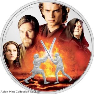 2022 Niue Star Wars Battle Scenes Anakin vs. Obi-Wan 3oz Silver Coloured