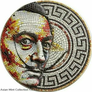 2021 $2 Niue MOSAIC SALVADOR DALI Antique Finish 2 Oz Silver Coin.