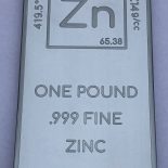 1 (One) Pound .999 Zinc Bullion Bar By Unique Metals