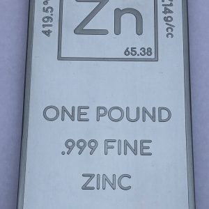 1 (One) Pound .999 Zinc Bullion Bar By Unique Metals