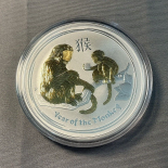 2016 – Silver! Gilded Gold by Perth Mint 1 troy oz .999 Fine $1 Lunar II Coin