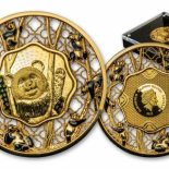 2022 Solomon Islands Filigree Panda 2 oz. Silver Gilded Coin