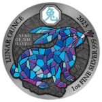 2023 1 Oz Silver 50 Francs Rwanda AZURE YEAR OF THE RABBIT Coin.