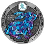 2023 1 Oz Silver 50 Francs Rwanda AZURE YEAR OF THE RABBIT Coin.