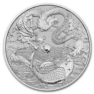 Australia 1 oz Silver Dragon & Koi 2023 Chinese Myths and Legends *ST*