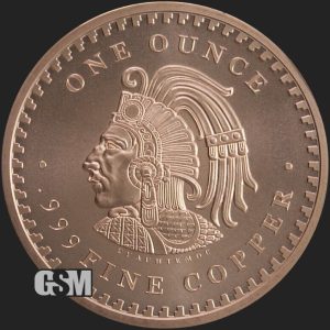 2023 - 1 OZ AZTEC CALENDAR ROUND 1 Oz .999 Pure Fine Copper BU GSM