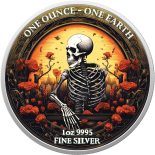 2022 1 Oz Silver $1 Fiji Glow In The Dark SKELETON EARTH Colored Coin.