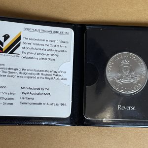 1986 - $10 STATE SERIES SOUTH AUSTRALIA 92.5% SILVER COIN