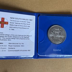 1987 - Silver $10 Ten Dollars Uncirculated Coin - State Series - New South Wales