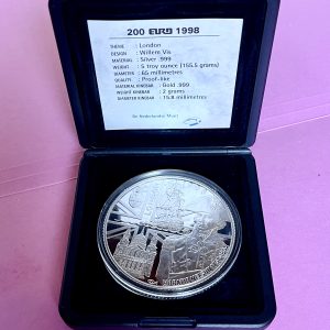 1998 Dutch 200Euro Bi-Metal London Coin (2gram Gold + 155gram Silver)