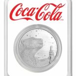 Coca-Cola®1 oz Silver Polar Bear Round in TEP & Blue Velvet Gift Bag