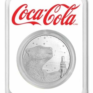 Coca-Cola®1 oz Silver Polar Bear Round in TEP & Blue Velvet Gift Bag