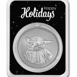 2023 Niue 1 oz . 999 silver Grogu Baby Yoda in Serialized Happy Holidays In TEP