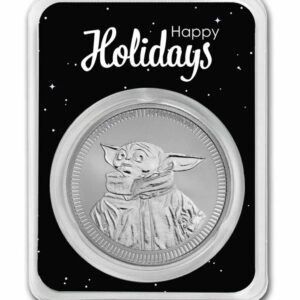 2023 Niue 1 oz . 999 silver Grogu Baby Yoda in Serialized Happy Holidays In TEP