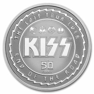 2023 - 50 Years KISS 1oz 999 Niue $2 Silver Coin Silver ST/BU