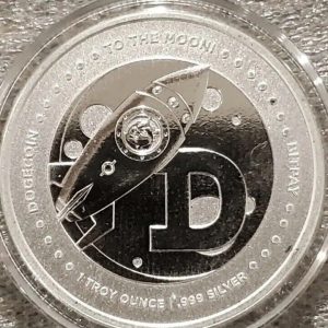 DOGE To The Moon Dogecoin 1 Troy Oz .999 Fine Silver Round Coin - in capsule