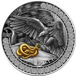 2023 – Eagle Hunting in the Wild 50 g Antique finish Silver Coin 10 Cedis Ghana