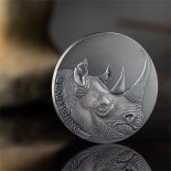 2023 – Black Rhino Expressions of Wildlife 2oz Antique finish Silver Coin Cameroon