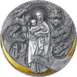 2021 – The Lady and the Dragon Apocalypse 3 oz Antique finish Silver Coin Cameroon
