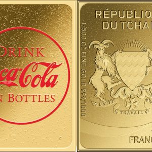 2023 - BOTTLES COCA COLA Through Decades 1/500 Oz Gold Coin 3000 Francs Chad