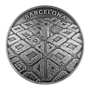 2021 - Barcelona Labyrinth From Drone Eye View 2 oz Silver Coin CFA Cameroon