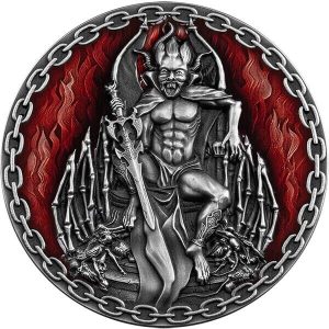 2022-Mephistopheles Devils and Demons 2 oz Antique finish Silver Coin Cameroon