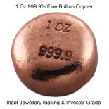 1 Troy Oz 999.9 Solid Fine Grade Copper Bullion Ingot Investor Bars